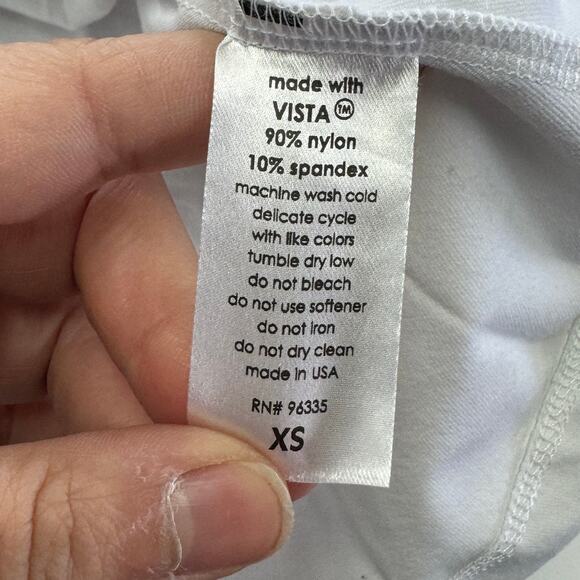 Susana Monaco Top Womens X Small White Blue Off Shoulder Peasant Blouse - Picture 7 of 9